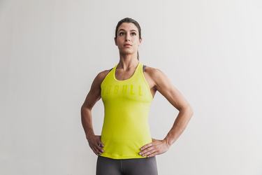 Nobull Racerback Neon Women's Tank Tops Yellow | Australia (XQ5169)